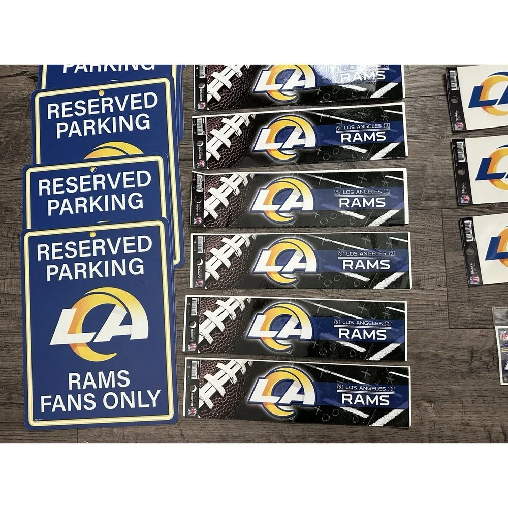 Los Angeles LA Rams Reserved Parking Sign NFL Man Cave Garage Decor Bundle Lot‎